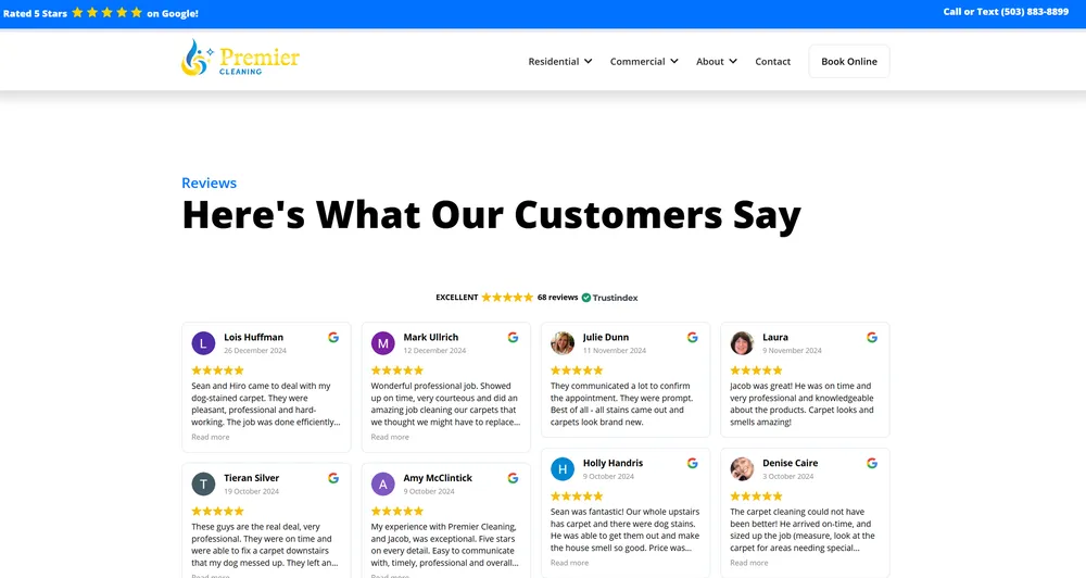 Premier Cleaning Review Grid